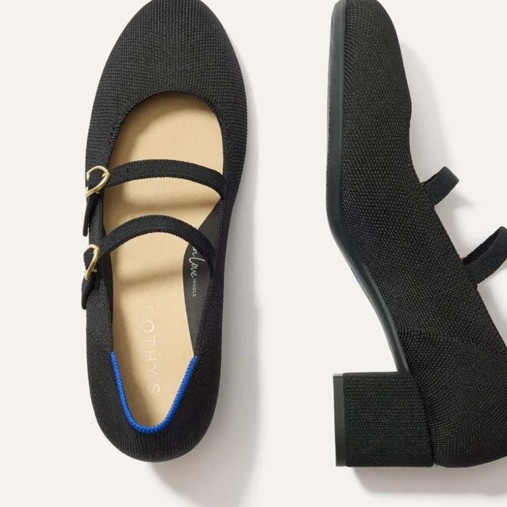 Rothy's Black Double Strap Mary Jane Heels, New In Box, Never Worn! - Picture 11 of 11